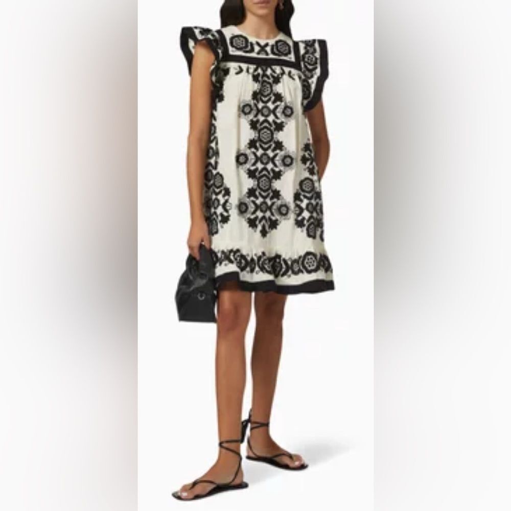 Sea New York Black and White Embroidered Mini Dress